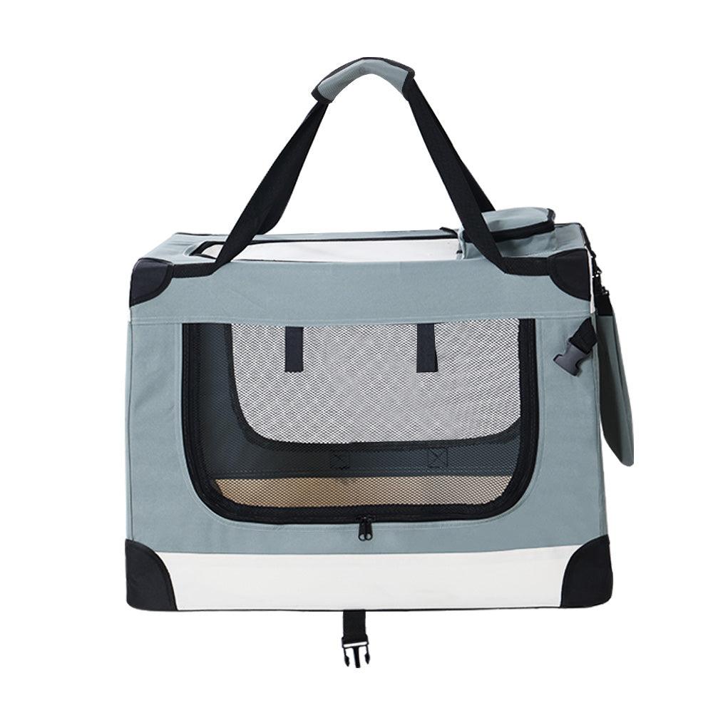 Pet Carrier Soft Crate Dog Cat Portable Foldable - Light Grey - Pets Gear