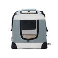 Pet Carrier Soft Crate Dog Cat Portable Foldable - Light Grey - Pets Gear