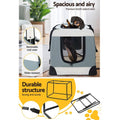 Pet Carrier Soft Crate Dog Cat Portable Foldable - Light Grey - Pets Gear