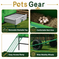 Pets Gear chicken coop features: washable tray, nest area, access ramp and mobility wheels