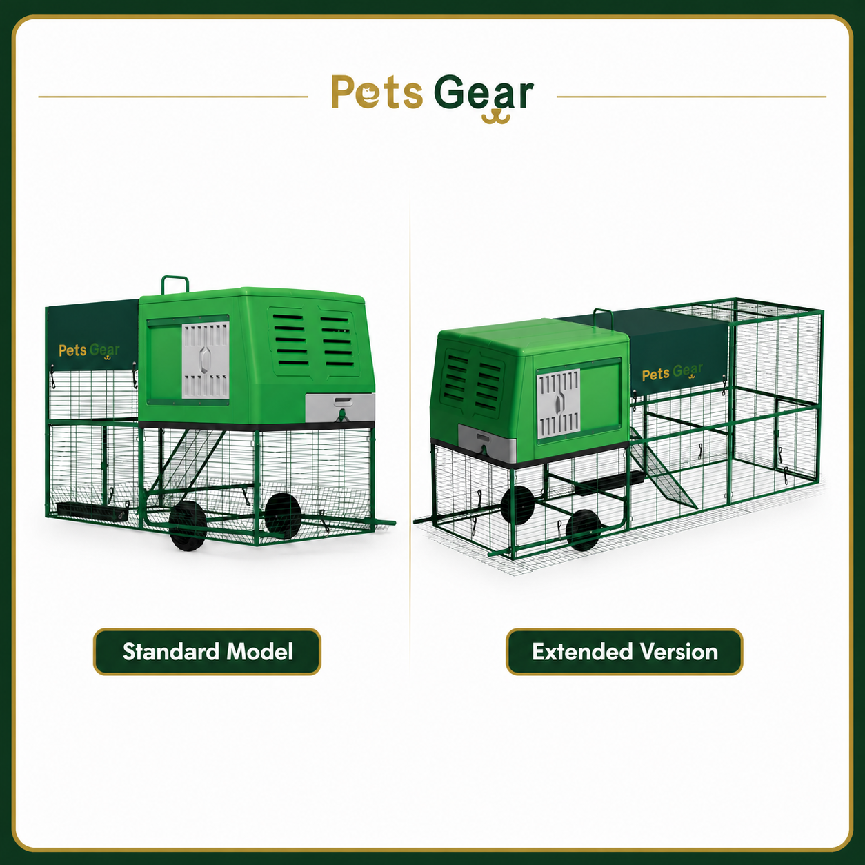 Pets Gear portable chicken coop Standard Model and Extended Version comparison