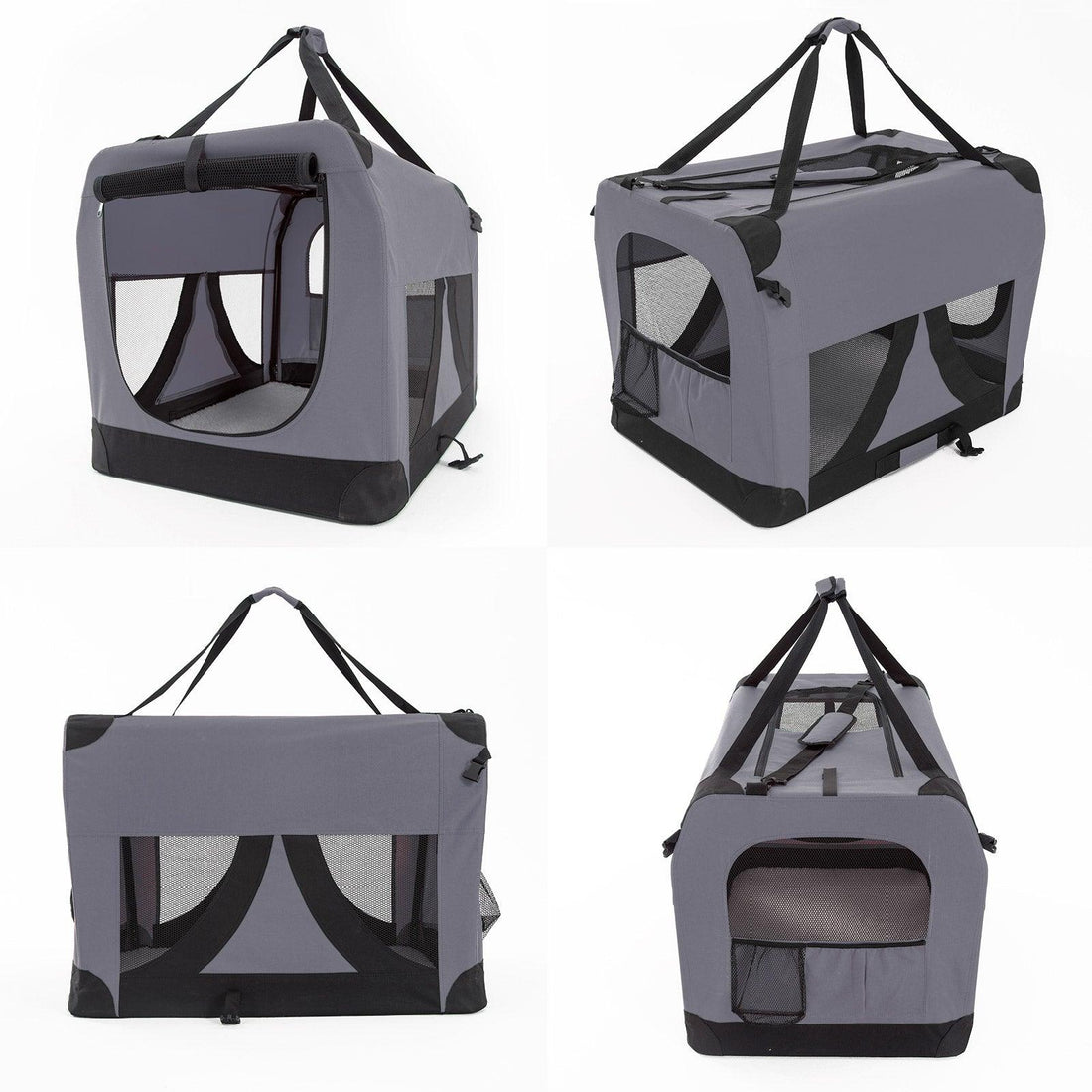 Portable Soft Dog Cage Crate Carrier - GREY - Pets Gear