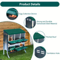 rollaway nest box for chickens, elevated steel cabinet with lidded collection bins