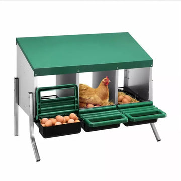 Elevated Chicken Laying Nest Box Roll Away 3-Hole Green