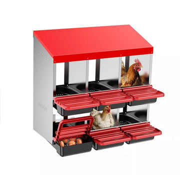 Double Layer Chicken Nest Box Roll Away 6-Hole Red