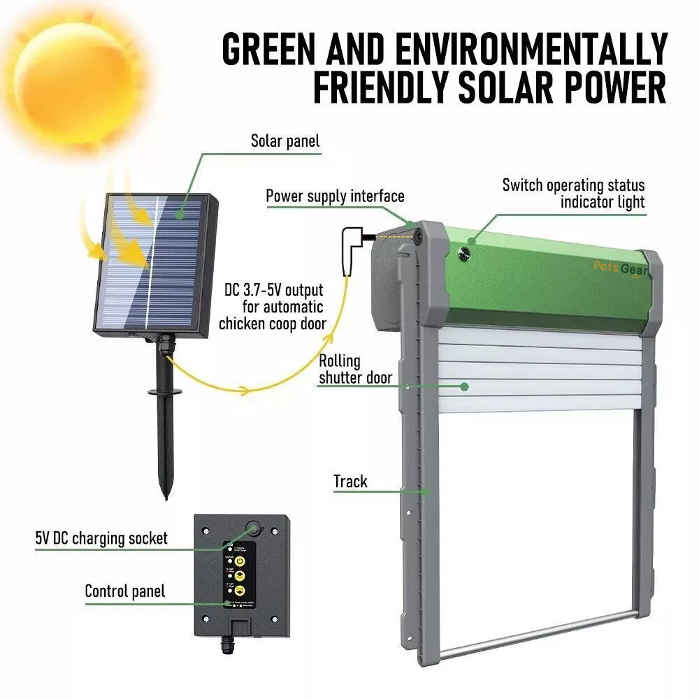solar automatic chicken door green