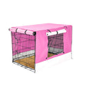 Wire Dog Cage Crate 30in with Tray + Cushion Mat + PINK Cover Combo - Pets Gear