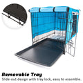 Wire Dog Cage Crate 42in with Tray + Cushion Mat + BLUE Cover Combo - Pets Gear