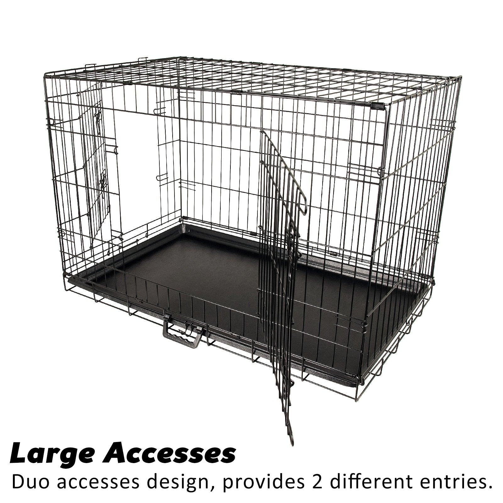 Wire Dog Cage Crate 42in with Tray + Cushion Mat + BLUE Cover Combo - Pets Gear