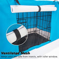 Wire Dog Cage Crate 42in with Tray + Cushion Mat + BLUE Cover Combo - Pets Gear