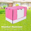 Wire Dog Cage Crate 42in with Tray + Cushion Mat + PINK Cover Combo - Pets Gear