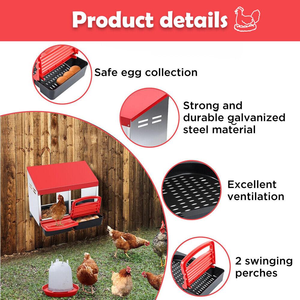 2-hole Roll Away Chicken Nesting Box - Pets Gear