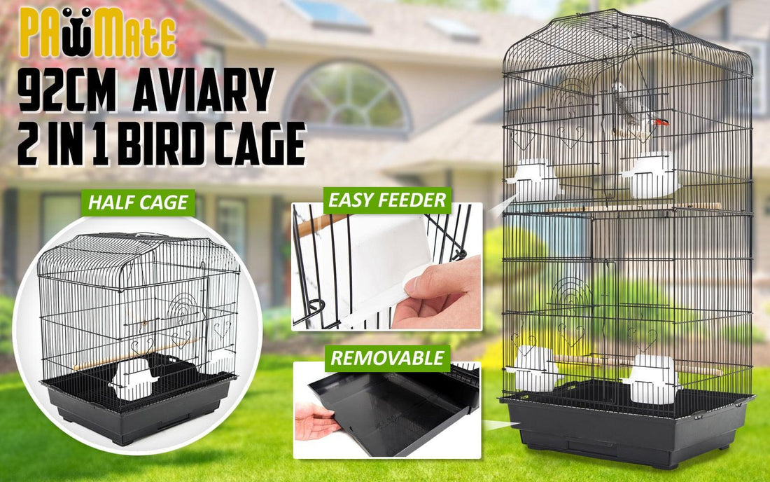 2 in 1 Bird Cage Parrot Aviary Veer 92cm - Pets Gear