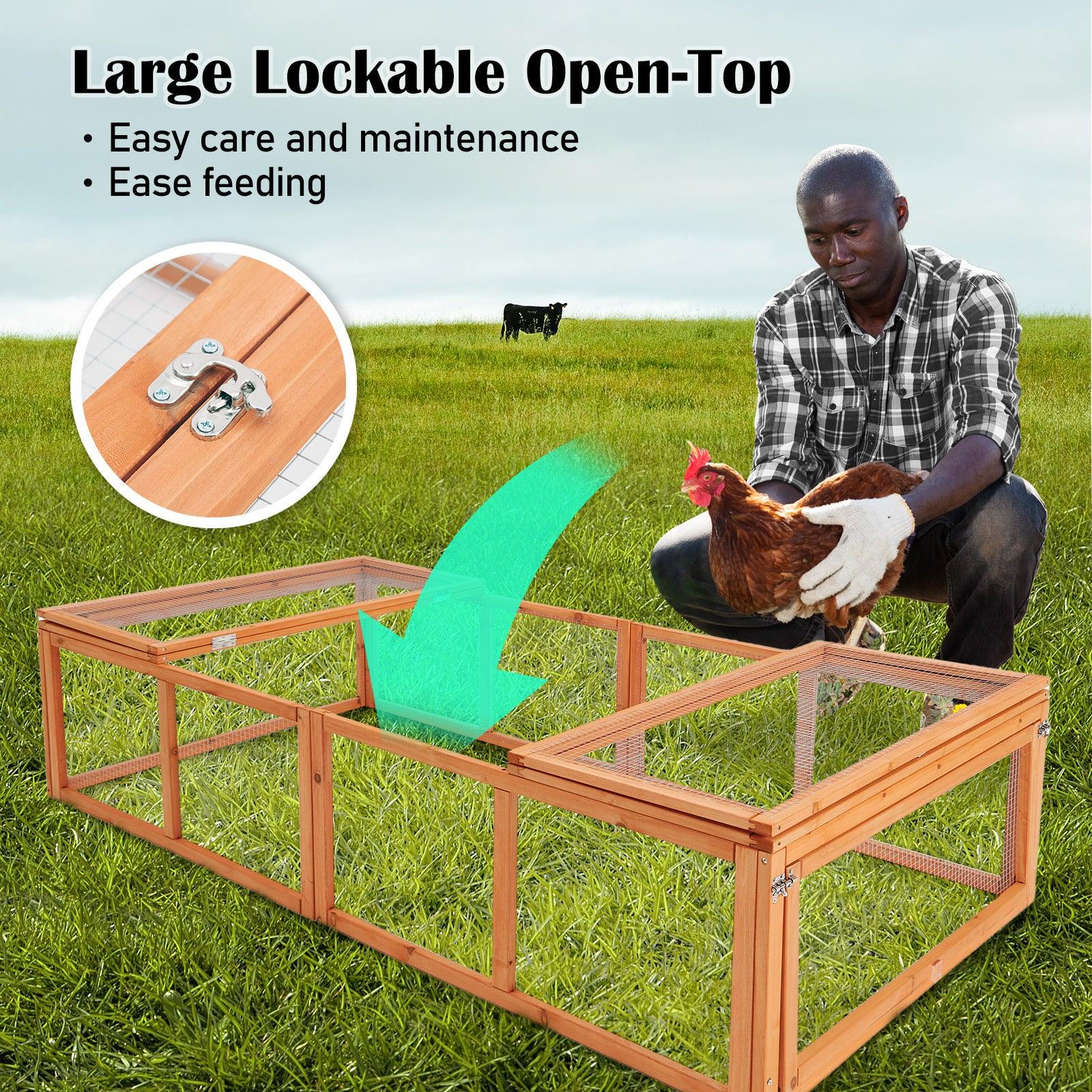 Chicken Coop with Run Extension Pet Hutch Cage - Pets Gear