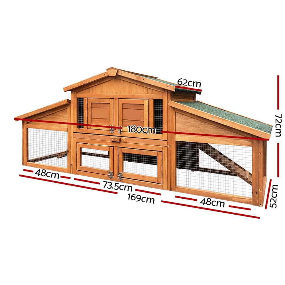 Chicken Coop Wooden Pet Hutch 169cm - Pets Gear