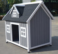 Grey Large Timber Pet Dog Puppy Wooden Cabin Kennel Timber House - Pets Gear