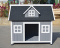 Grey Large Timber Pet Dog Puppy Wooden Cabin Kennel Timber House - Pets Gear