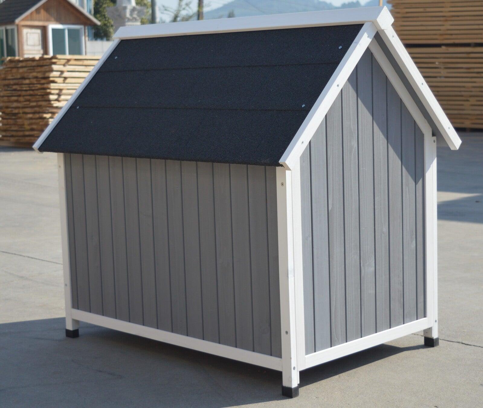 Grey Large Timber Pet Dog Puppy Wooden Cabin Kennel Timber House - Pets Gear