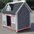 Grey Large Timber Pet Dog Puppy Wooden Cabin Kennel Timber House - Pets Gear