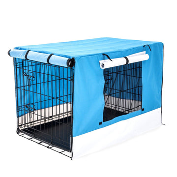 Paw Mate Wire Dog Cage Foldable Crate Kennel 48in with Tray + Blue Cover Combo - Pets Gear