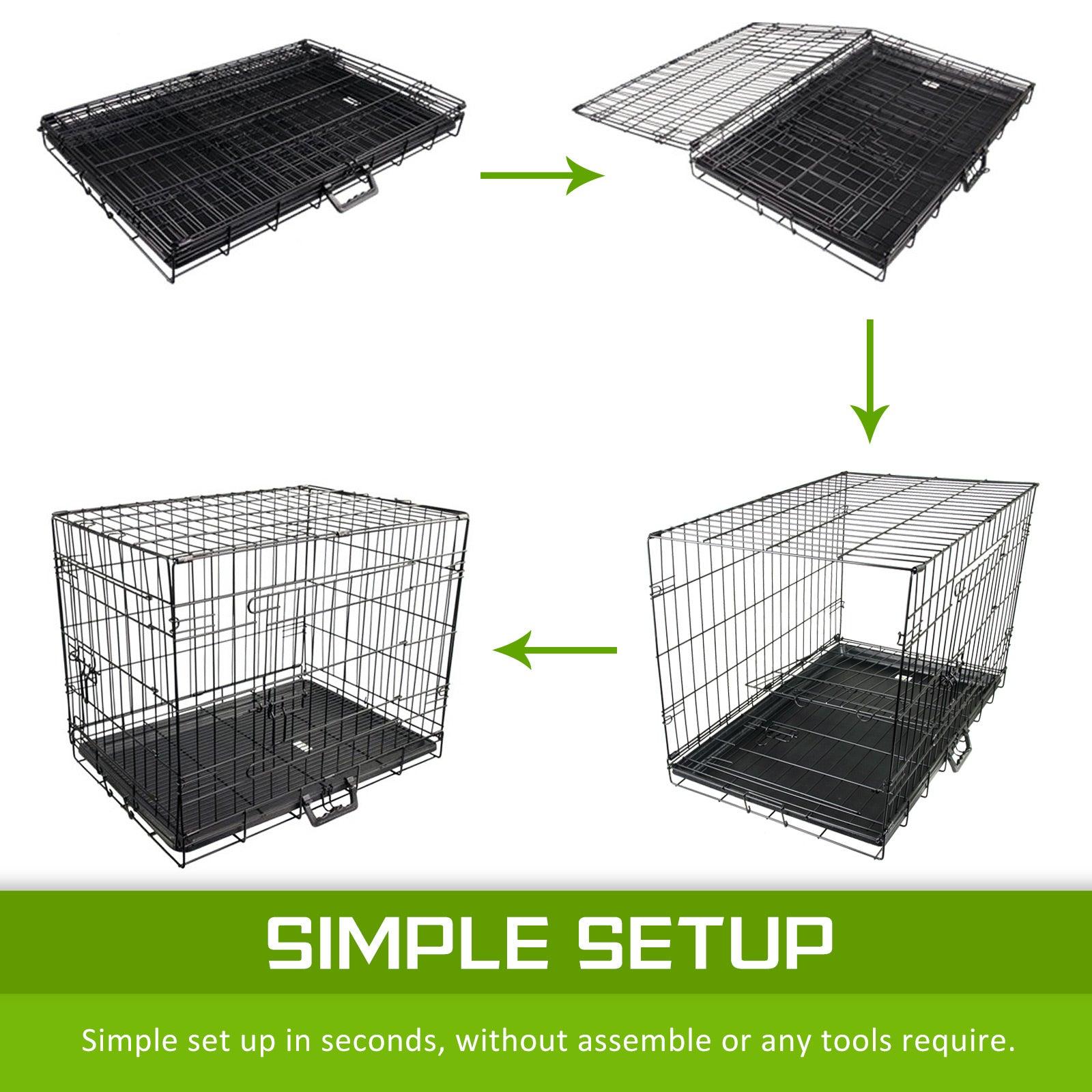 Paw Mate Wire Dog Cage Foldable Crate Kennel 48in with Tray + Blue Cover Combo - Pets Gear