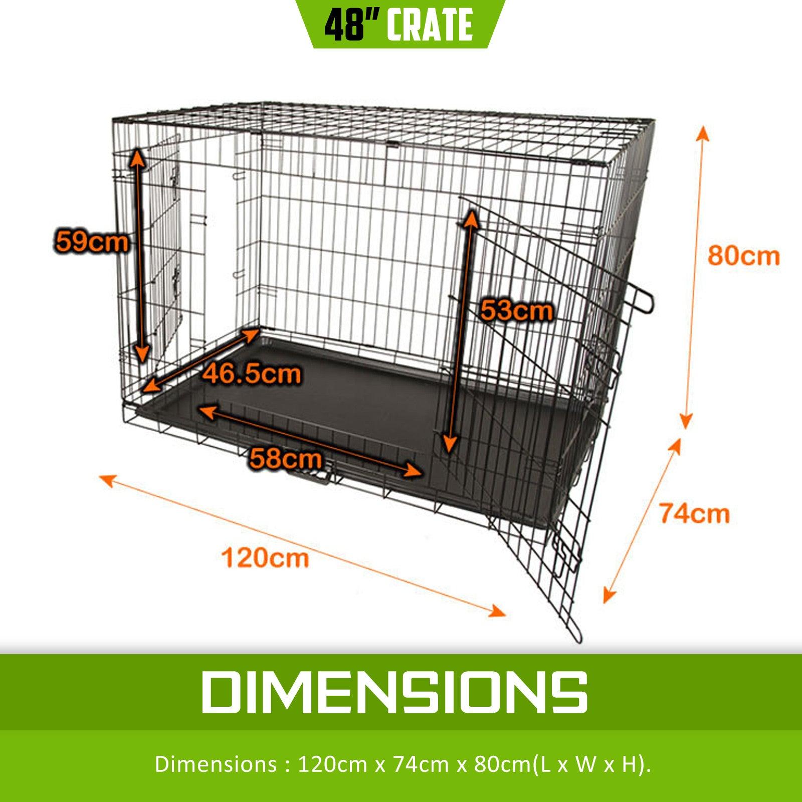 Paw Mate Wire Dog Cage Foldable Crate Kennel 48in with Tray - Pets Gear