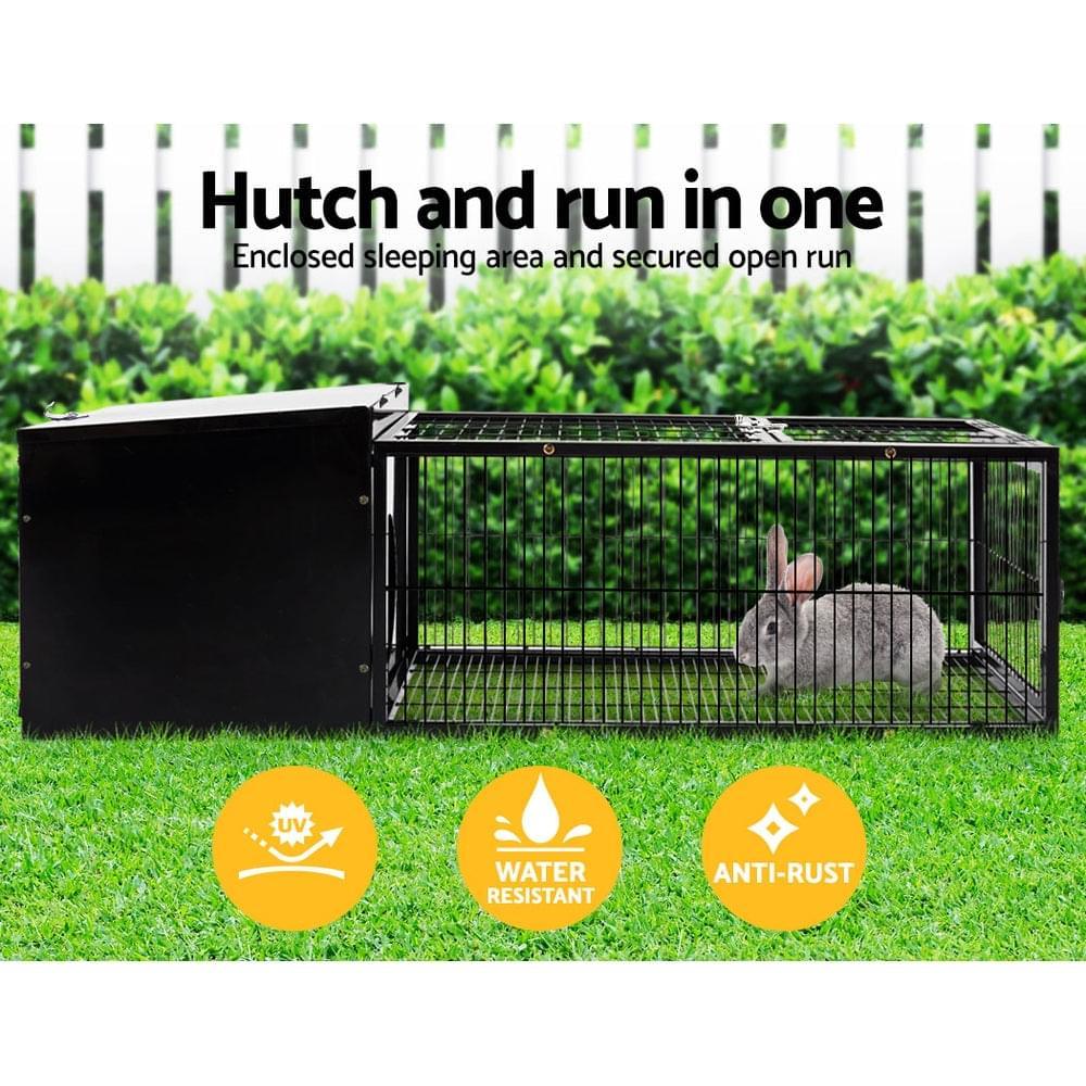 Rabbit Cage Hutch Cages Indoor Outdoor Hamster Enclosure Pet Metal Carrier 122CM Length - Pets Gear