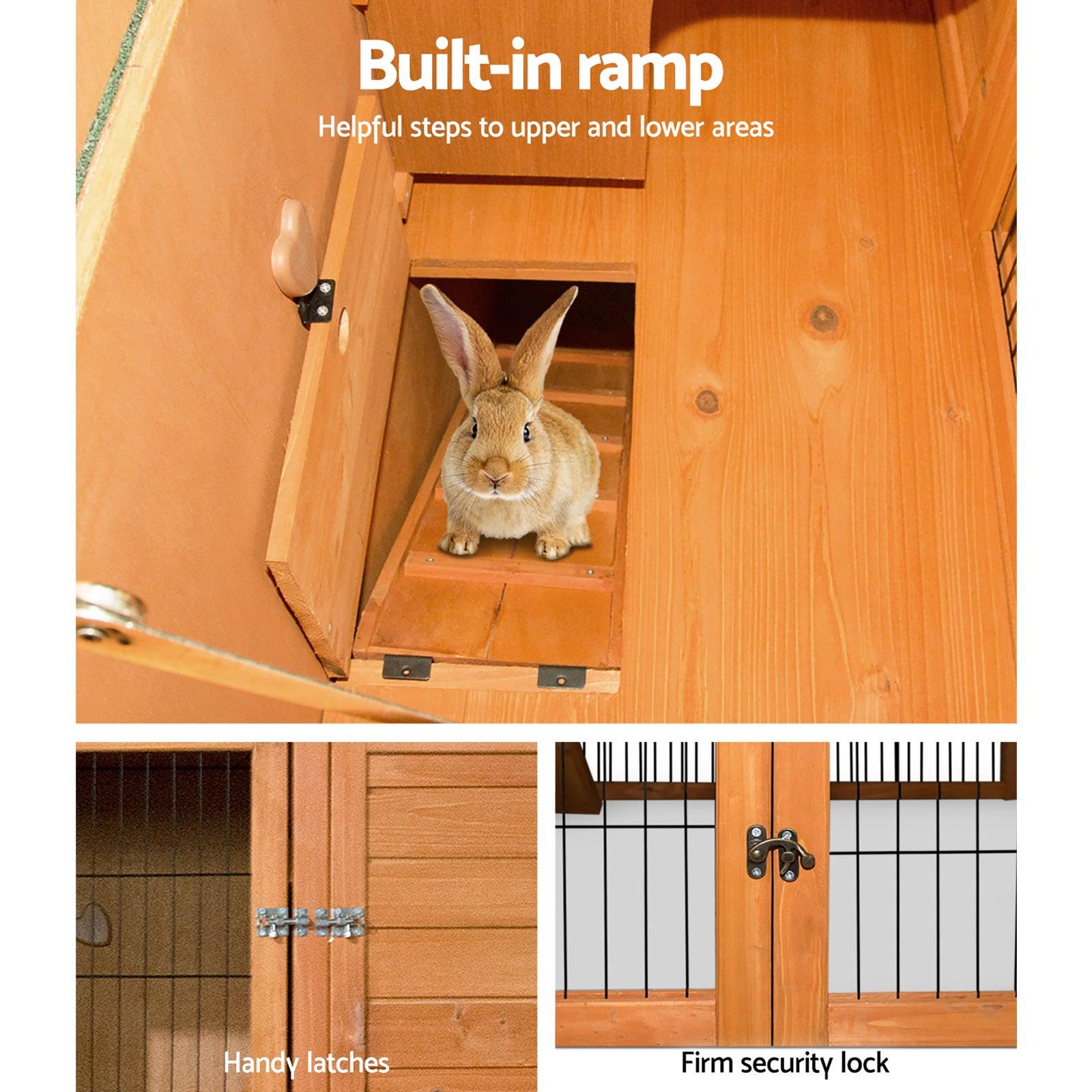 Rabbit Hutch Wooden Pet Coop 100cm Tall - Pets Gear