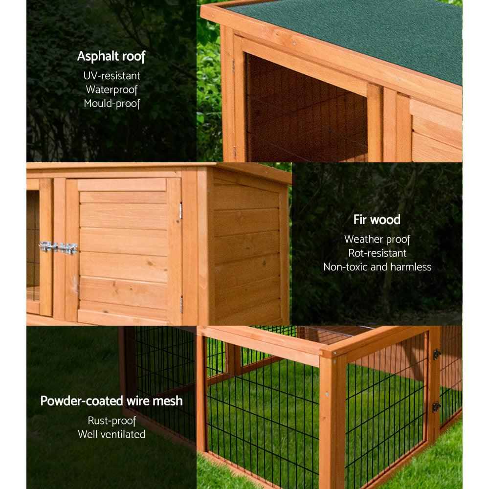 Rabbit Hutch Wooden Pet Coop 100cm Tall - Pets Gear