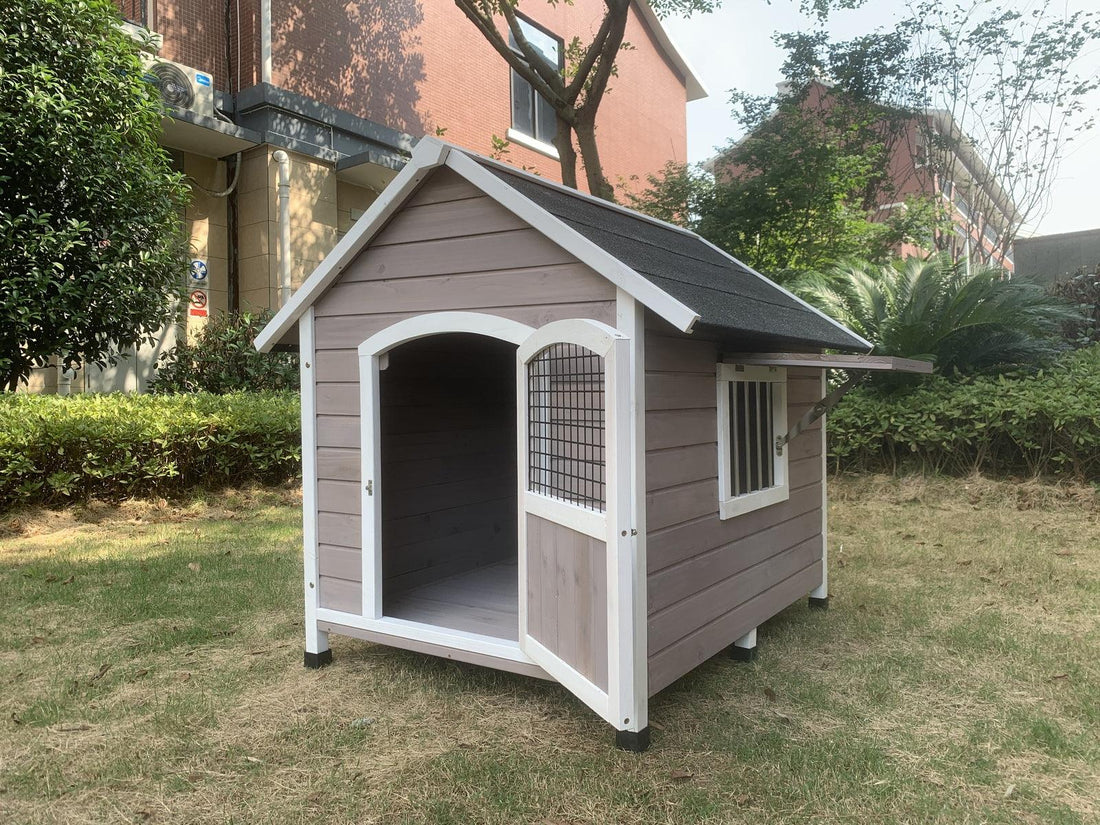 Timber Pet Dog Kennel House Puppy Wooden Timber Cabin With Door Grey XL - Pets Gear