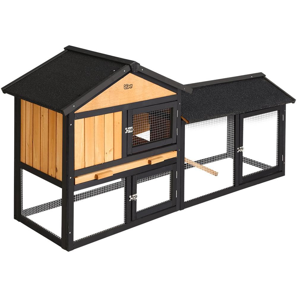 Wooden Chicken Coop Cage Pet Hutch 165cm - Pets Gear