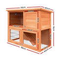 Wooden Rabbit Hutch Two Levels Cage Guinea Pig Coop - Pets Gear