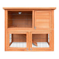 Wooden Rabbit Hutch Two Levels Cage Guinea Pig Coop - Pets Gear