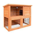 Wooden Rabbit Hutch Two Levels Cage Guinea Pig Coop - Pets Gear