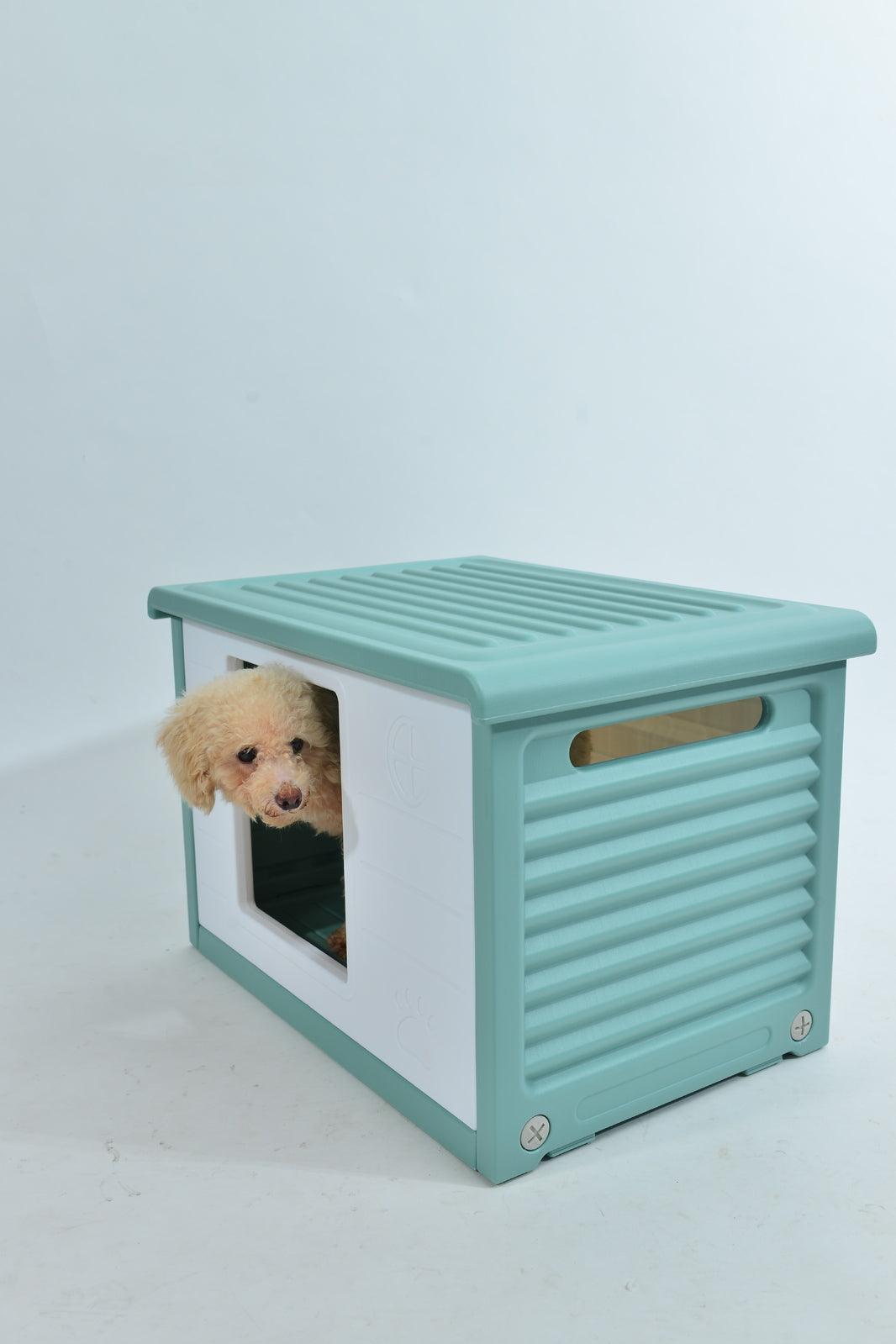 YES4PETS Small Plastic Pet Dog Puppy Cat House Kennel Green - Pets Gear