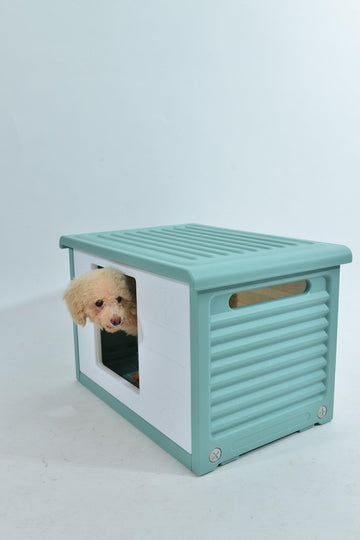 YES4PETS Small Plastic Pet Dog Puppy Cat House Kennel Green - Pets Gear